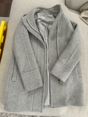 J. Crew Light Gray Wool-Blend Pea Coat with Zip Front